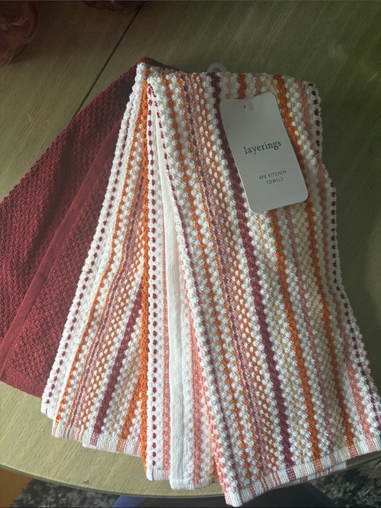 jcpenney Other - jcpenney Multicolor Striped Waffle Kitchen Towels - White, Orange, Red, Pink
